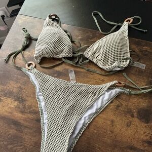Madelyn Fishnet 2 Piece Bikini - Olive